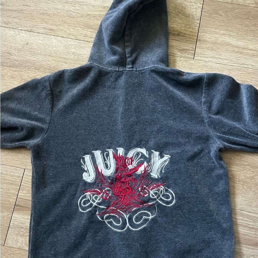 Juicy Couture Gray Hoodie with Vintage Design